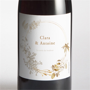 Etiquette de bouteille mariage délicatesse végétale