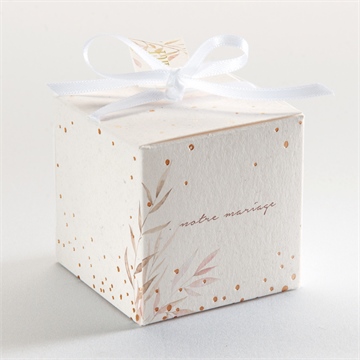 Boîte de dragées mariage poésie boheme dorure - Dos de la boîte