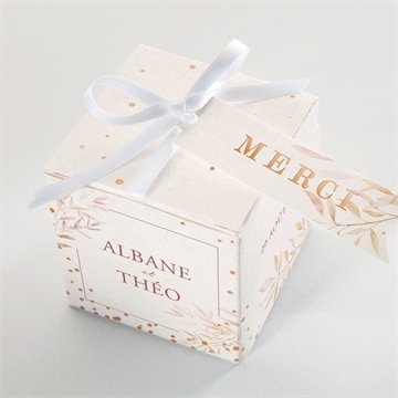 Boîte de dragées mariage poésie boheme dorure - Dessus de la boîte