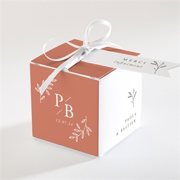 Boîte de dragées mariage douce terracotta