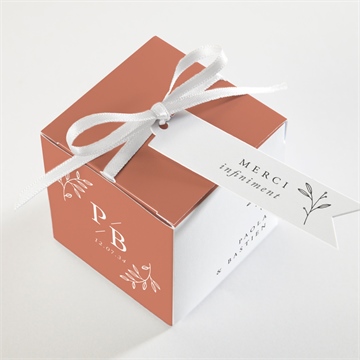 Boîte de dragées mariage douce terracotta - Dessus de la boîte