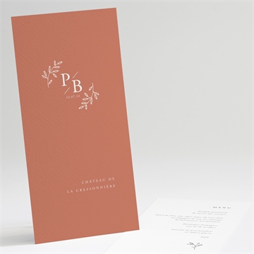 Menu mariage douce terracotta avec graines