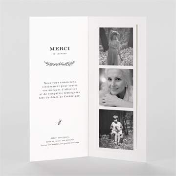 Remerciement décès sa présence photomaton - Intérieur du faire-part