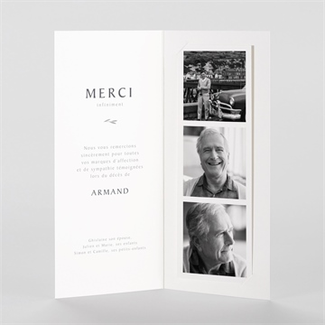 Remerciement décès a dieu photomaton - Intérieur du faire-part