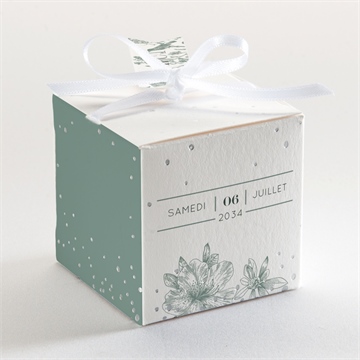 Boîte de dragées mariage sculpture argentée - Dos de la boîte