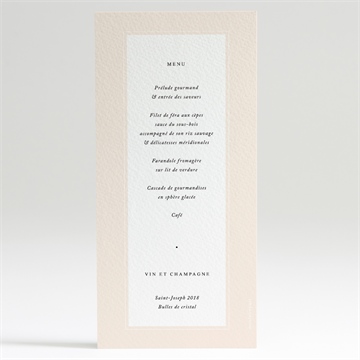 Menu mariage volupté - Dos du menu