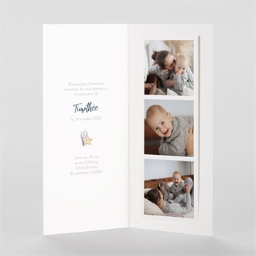 Faire-part naissance poisson photomaton - Intérieur du faire-part