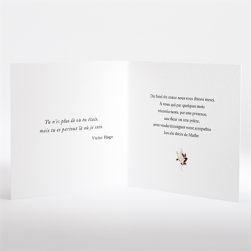 Remerciement décès fleurs d'aquarelle carré plié - Intérieur du faire-part