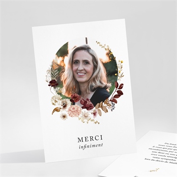 Remerciement décès fleurs d'aquarelle