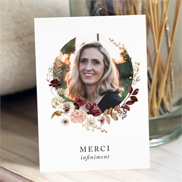 Remerciement décès fleurs d'aquarelle