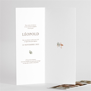 Faire-part de baptême renard en forêt - Intérieur du faire-part