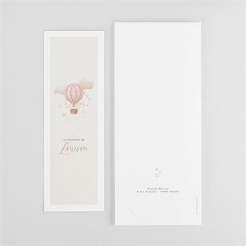 Faire-part de baptême la montgolfière - Dos du faire-part