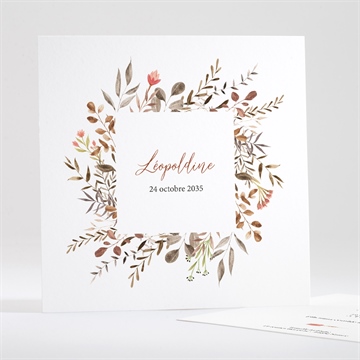 Faire-part naissance jolies fleurs séchées