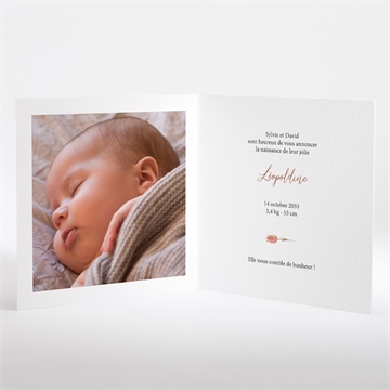 Faire-part naissance fleurs sechees plié - Intérieur du faire-part