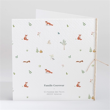 Faire-part de baptême forêt - Dos du faire-part