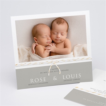 Faire-part de baptême petits jumeaux