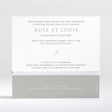 Faire-part de baptême petits jumeaux - Dos du faire-part