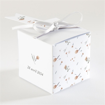 Boîte de dragées baptême douces colombes - Dos de la boîte