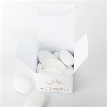 Boîte de dragées baptême douces colombes - Intérieur de la boîte