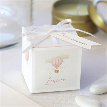 Boîte de dragées baptême la montgolfière
