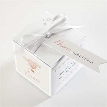 Boîte de dragées baptême la montgolfière - Dessus de la boîte