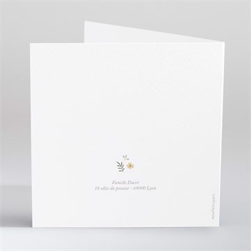 Faire-part de baptême nounours - Dos du faire-part