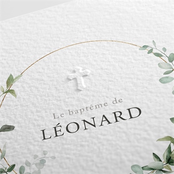 Faire-part de baptême l'eucalyptus - Détail du faire-part