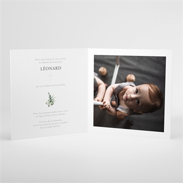 Faire-part de baptême l'eucalyptus - Intérieur du faire-part