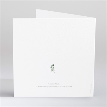 Faire-part de baptême l'eucalyptus - Dos du faire-part