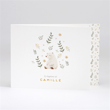 Faire-part de baptême nounours plié