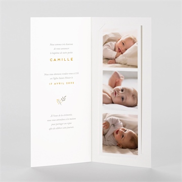 Faire-part de baptême nounours photomaton - Intérieur du faire-part
