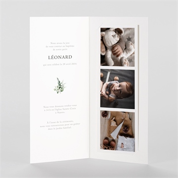 Faire-part de baptême l'eucalyptus photomaton - Intérieur du faire-part
