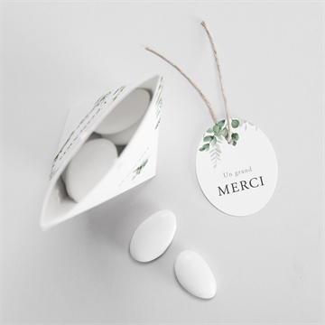 Boîte de dragées baptême l'eucalyptus étui - Intérieur de la boîte