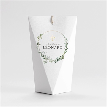 Boîte de dragées baptême l'eucalyptus étui - Dos de la boîte