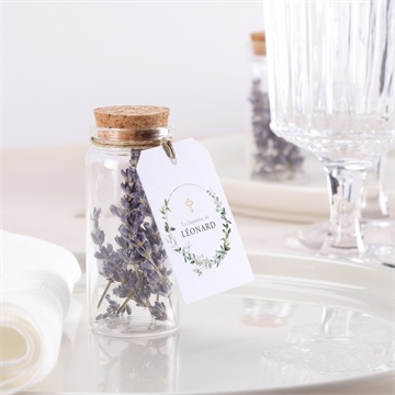 Mignonette baptême l'eucalyptus étiquette - Mise en situation