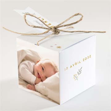 Boîte de dragées baptême nounours - Dos de la boîte