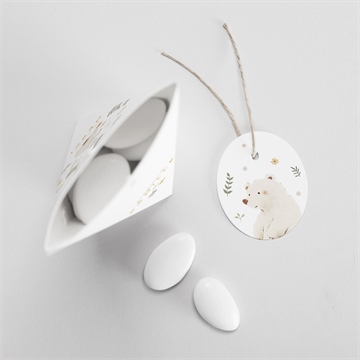 Boîte de dragées baptême nounours étui - Intérieur de la boîte