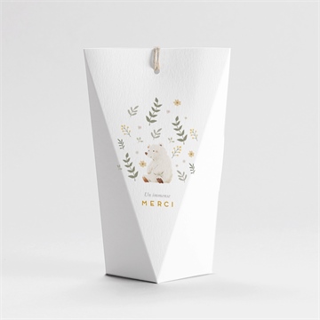 Boîte de dragées baptême nounours étui - Dos de la boîte