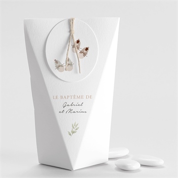 Boîte de dragées baptême jumeaux body étui