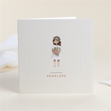 Faire-part communion petite fille argent