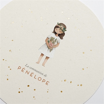 Faire-part communion petite fille dorure - Détail du faire-part