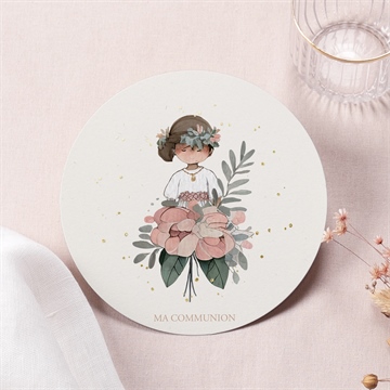 Faire-part communion beauté au naturel dorure