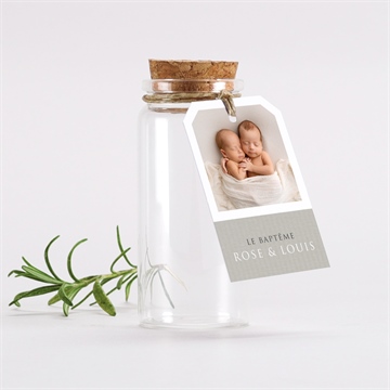 Mignonette baptême petits jumeaux étiquette