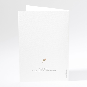 Faire-part communion belle colombe plié - Dos du faire-part