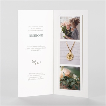 Faire-part communion jolie bohème - Intérieur du faire-part