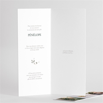 Faire-part communion jolie bohème - Détail de l'intérieur