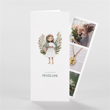 Faire-part communion jolie bohème - Vue d'ensemble