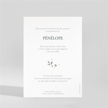 Faire-part communion jolie bohème portrait - Dos du faire-part