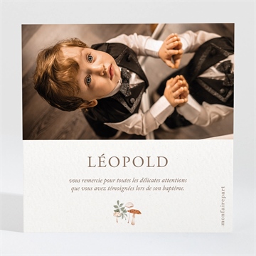 Remerciement baptême renard en forêt - Dos de la carte