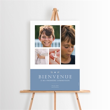 Panneau bienvenue bleu myosotis mignonette